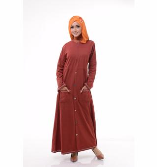 Alnita AG-16 Baju Muslim Baju Hijab Baju Muslim Modern Wanita Baju Muslim Gamis Dress Kaos Merah Two Tone  