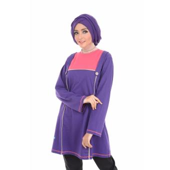 Alnita Blouse Atasan AA-03 Kaos Wanita Baju Muslim Tunik Kemeja Kaos Ungu Terong  