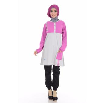 Alnita Blouse Atasan AA-07 Kaos Wanita Baju Muslim Tunik Kemeja Kaos Fanta Pink  