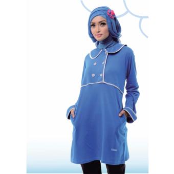 Alnita Blouse Atasan AA-08 Kaos Wanita Baju Muslim Tunik Kemeja Kaos Biru Tua  
