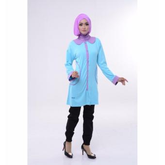 Alnita Blouse Atasan AA-09 Kaos Wanita Baju Muslim Tunik Kemeja Kaos Biru Muda  