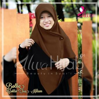 Alwa Hijab Jilbab Segi Empat Bolak Balik Premium Bergaransi - Hitam & Coklat Tua  