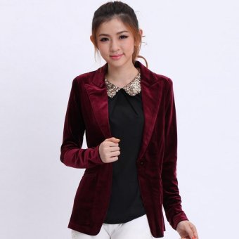 Amart Fashion Women Blazer Jackets Autumn Spring Elegant Slim Fit Office Velvet Blazers Tops (red) - intl  