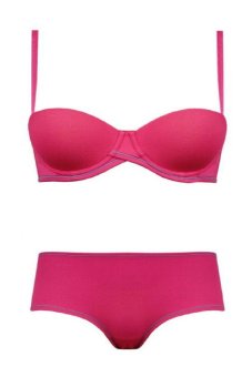 Amitie Bra Set With Panty Cotton - Pink  