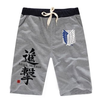 Anime Attack On Titan Short Pants Trousers AOT Unisex Casual Cosplay(Gray) (Intl)  