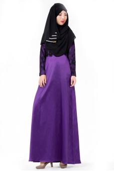 "''""''''ANNEYEP Women''''s Long Sleeve Fake Two Piece Kaftan Muslim Dress (Purple)''''""''"' - intl  