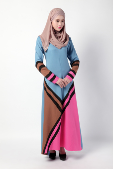 "''""''''ANNEYEP Women''''s Long Sleeve Geometry Color Kaftan Muslim Dress (Sky blue)''''""''"' - intl  
