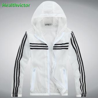 Anti UV Sun Protection Ultraviolet Thin Men Women Unisex Outdoor Zipper Hooded Jacket(White) - intl  