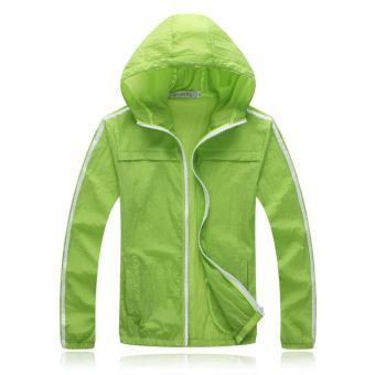 Anti UV Sun Protection Ultraviolet Water Proof Thin Dry Fast Long Sleeve Men Outdoor Zipper Hoodie(Green) - intl  