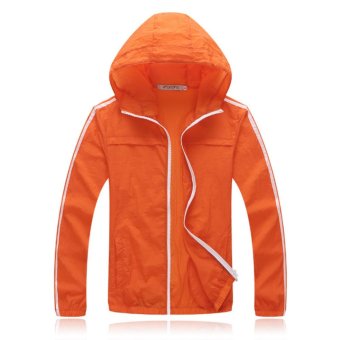 Anti UV Sun Protection Ultraviolet Water Proof Thin Dry Fast Long Sleeve Men Outdoor Zipper Hoodie(Orange) - intl  