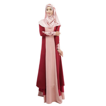 Aooluo 2016 Malaysia Muslim Women's Clothing The Dress Color Matching Robes The hui Nationality Clothing(Red) - intl  