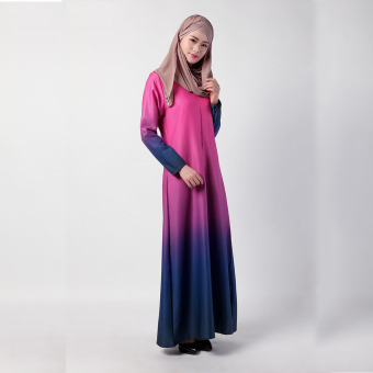 Aooluo 2016 Summer Fashion Muslim Women's The Middle East Muslim Robes Malaysia Female Rainbow Cotton Dress (Red) - intl  