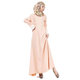 Aooluo 2016 women's clothing hui Muslim ethnic clothing week long sleeve dress (Orange) - intl  