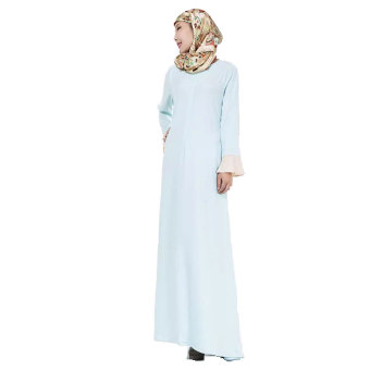 Aooluo 2016 women's clothing hui Muslim ethnic clothing week long sleeve dress (Shallow blue) - intl  