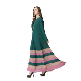 Aooluo The new 2016 Muslim women's Dress Fashion Week Spell Color Rainbow Big Yards Dress(Dark green) - intl  