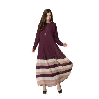 Aooluo The new 2016 Muslim women's Dress Fashion Week Spell Color Rainbow Big Yards Dress(Wine red) - intl  