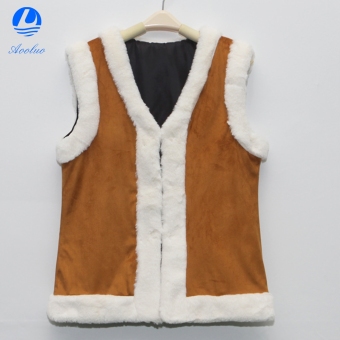 Aooluo Women's Faux Fur Patchwork V-Neck Casual Vest Waistcoat(Brown) - intl  