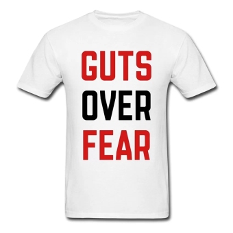 AOSEN FASHION Creative Men's Guts Over Fear T-Shirts White  