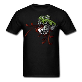 AOSEN FASHION Fashion Men's Eyeball Rupture Truck T-Shirts Black  