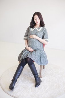 Aria_korea Maternity Tweed Dress(Gray)  