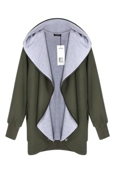 ASTAR ACEVOG Women Fashion Casual Hooded Cotton Blend Pure Color Zipper Closure Thick Sports Coat Sweatshirt ( Amy Green )  