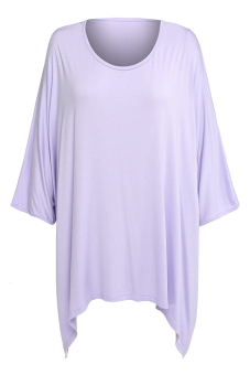 Astar ANGVNS Women Casual O-Neck Batwing Sleeve Loose Irregular Top Blouse ( Purple )  