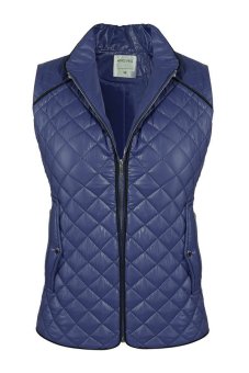 Astar Angvns Women Winter Warm Casual Stand Neck Sleeveless Plaid Zip Vest Waistcoat (Blue)  