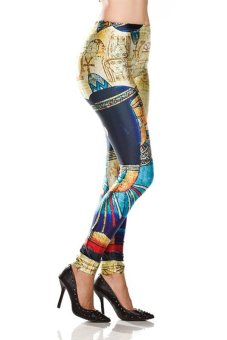 Astar Egyptian Print Stretch Leggings Pencil Pants (Multicolor)  