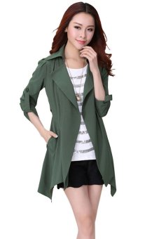 ASTAR Fashion Women Casual Trench Coat Long Jacket Overcoat Outerwear (Green)  