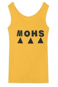 Astar Fashion Women O-Neck Sleeveless T Shirt Slim Letter Print Casual Tank Tops Summer ( Yellow )  