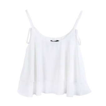 Astar New Fashion Women's Sleeveless O-Neck Spaghetti Strap Sexy Loose Double Chiffon Blouse(White)  