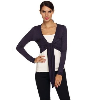 Astar New Stylish Ladies Women Casual Long Sleeve Solid Tie Front Cropped Shrug Top Cardigan(Navy Blue)ï¼ˆï¼‰  