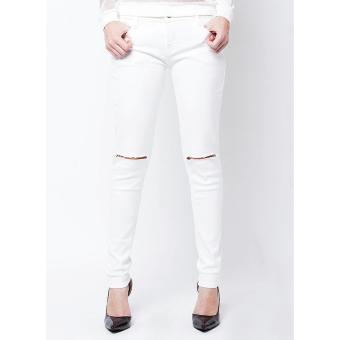 Aster Ladies Soft Jeans Fit Tattered 1 White Milk - Stretch  