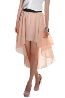 Asymmetric Chiffon Skirt (Pink)  