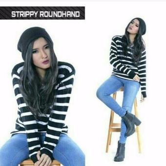 Ataya Roundhand Sweater Strippy Black  
