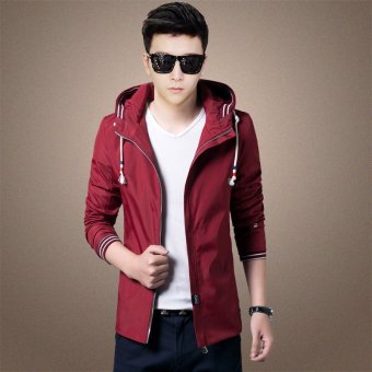 Athletic Jackets With Solid Red - INTL  