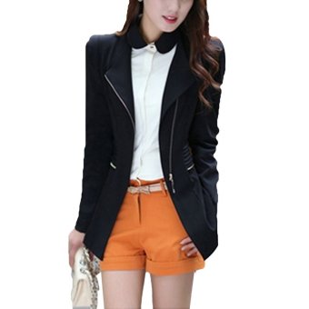 Audew Womens Long Sleeve Zipper Tunic Blazer Coat Lapel Solid Slim Suit Jacket NEW - intl  