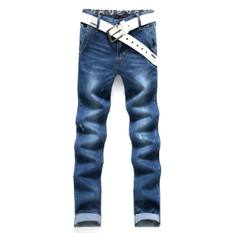 Autumn and Winter Men's Jean pants , fashion casual Men's jeans pants Straight and Slim Fit jeans Blue  