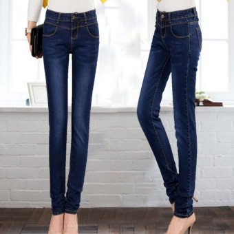Autumn and Winter The Korean Version of Women's Jeans Female XL Elastic Thin Skinny Pants  