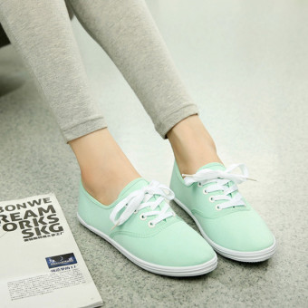 Autumn Fashion Women and Girl Classic Canvas Shoes Flat Shoes Loafers Slip-Ons Brogues & Lace-Ups Green  