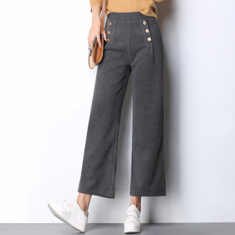 Autumn Winter High Waist Straight Slacks Thick Loose Large Size Nine Pants Wide-legged Female Pants Trousers - intl  