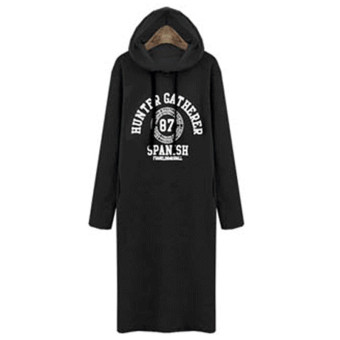 Autumn Winter Women Hoodies Dress Slim Plus Thick Sweatshirt Dress Cotton (Black) - intl  