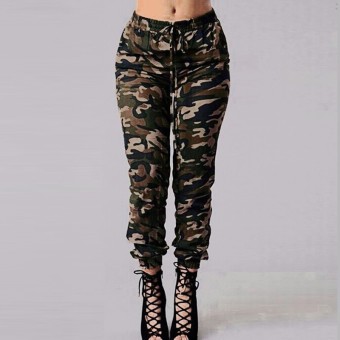 Autumn Women Camouflage Printed Sport Pants Trousers Military Elastic Waist Pants Plus Size S-3XL - intl  