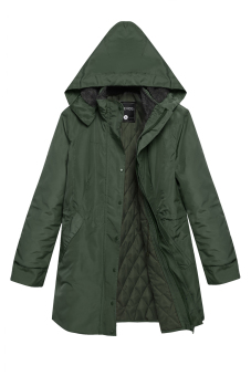 Azone ACEVOG Women Fashion Casual Hooded Waterproof Windproof Long Coat Outwear(Army Green)     