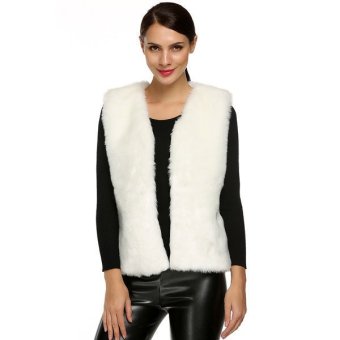 Azone ACEVOG Women Fashion Sleeveless Casual Faux Fur Vest Warm Coat Outwear(White)     