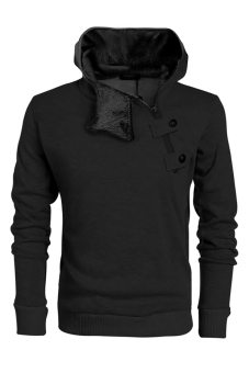 Azone COOFANDY Men's Casual Long Sleeve Hooded Side Half Zip Hoodies Coat With Fleece ( Black )   