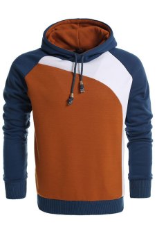 Azone Coofandy Men's Warm Contrast Color Hooded Slim Pullover Hoodies (Orange)  