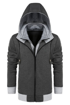 Azone Coofandy Men's Warm Hooded Slim Pullover Coat Hoodies (Dark Grey)  