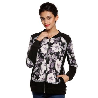 AZONE Finejo Cool Stylish Ladies Women Floral Patchwork Full Zipper Spring Autumn Jacket - intl  