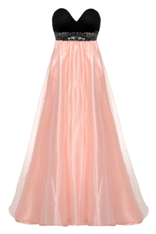 AZONE Ladies Women Bridesmaid Strapless Organza Party Wedding Maxi Dress (Pink) - intl  